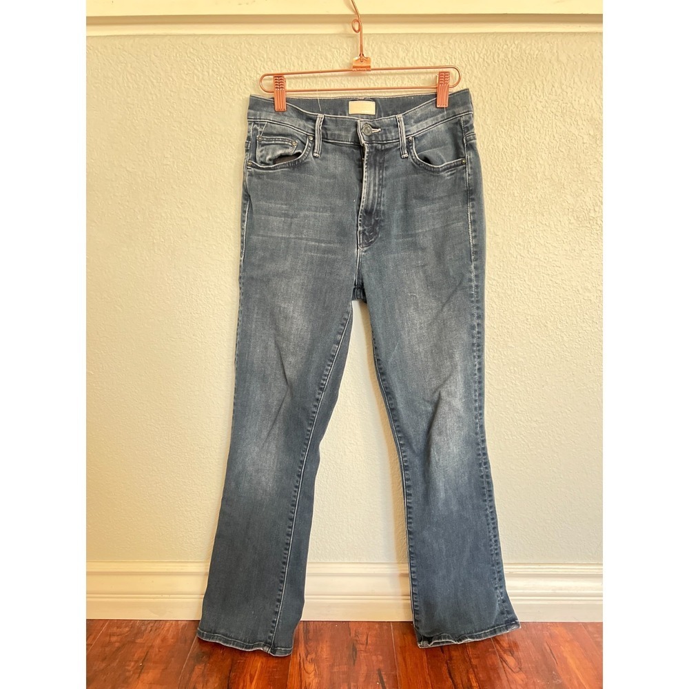 MOTHER Womens The Insider Crop in Repeating Love Jean Size 27 Dark Wash Capsule